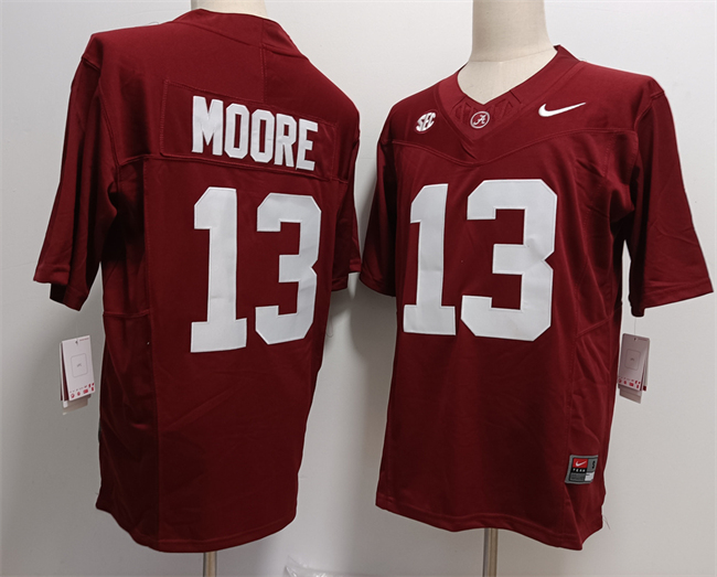 Men's Alabama Crimson Tide #13 Malachi Moore Red F.U.S.E  Stitched Football Jersey